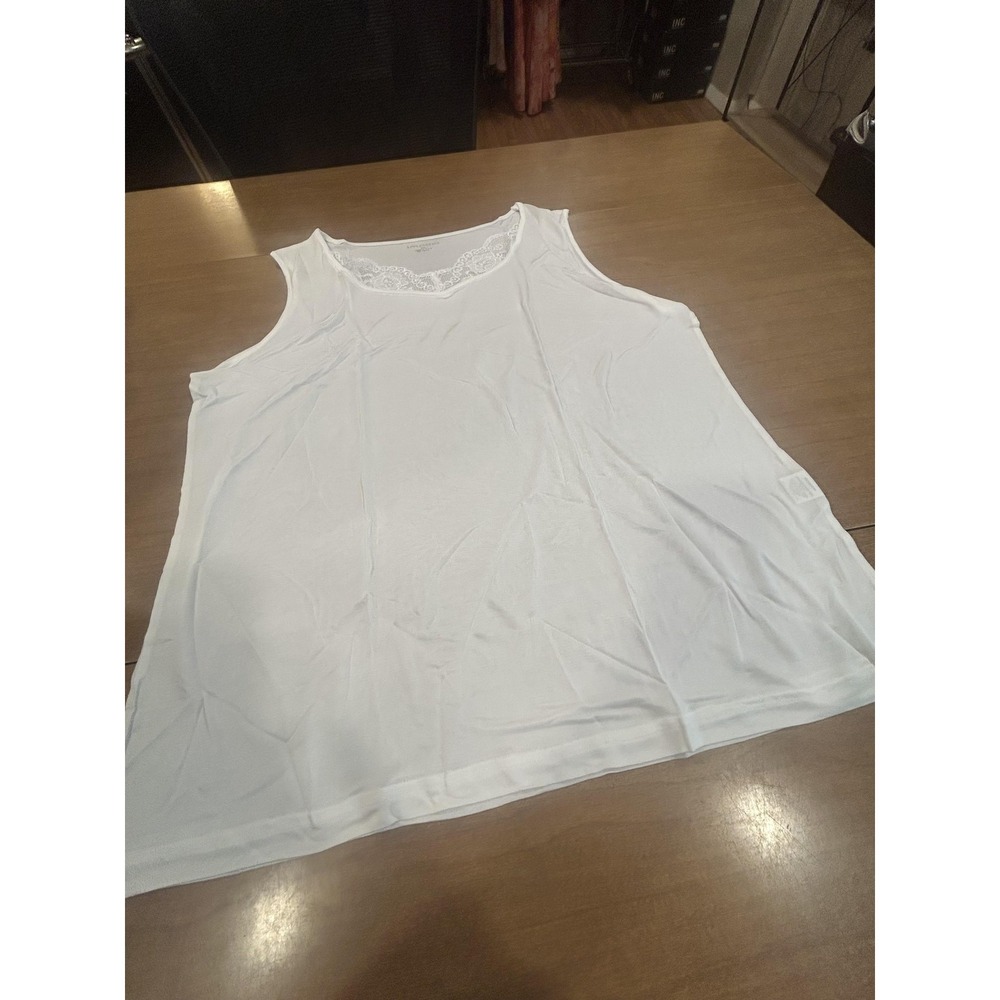 Appleseed's Tank Top Womens XXL White 100% Silk Lace Trim Camisole Shell